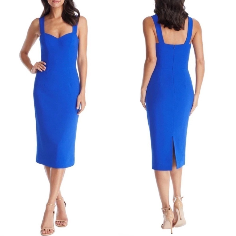 NWOT Dress the Population Nicole Sleeveless Sheath Dress in Electric Blue Size S